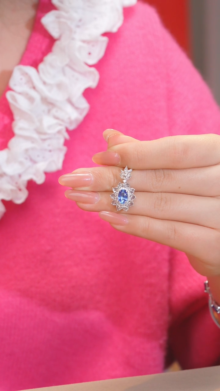 【闪购商品】蓝宝石吊坠不含链18K金镶嵌（1.54ct）@@Q2426