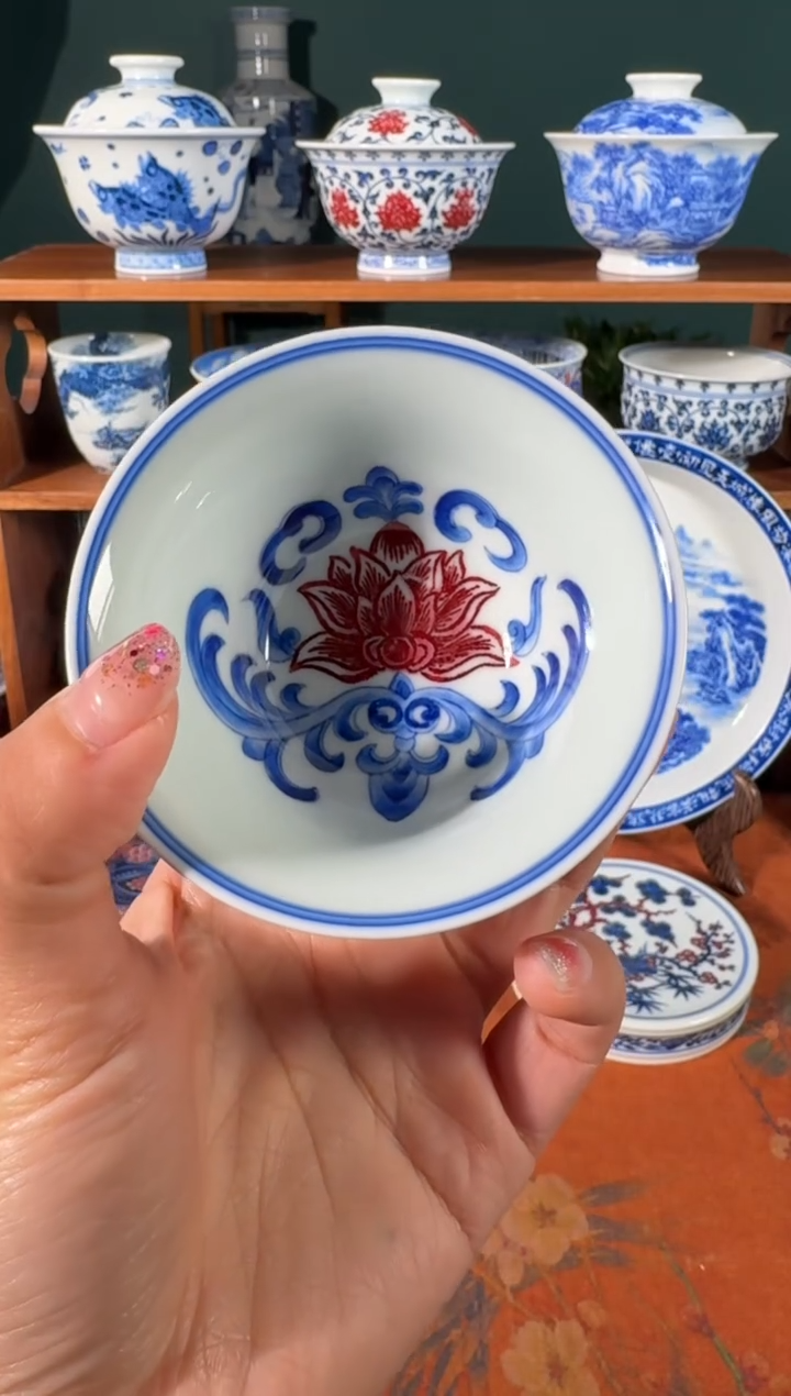 【闪购商品】杯永明尚玩钧釉莲花铃铛杯