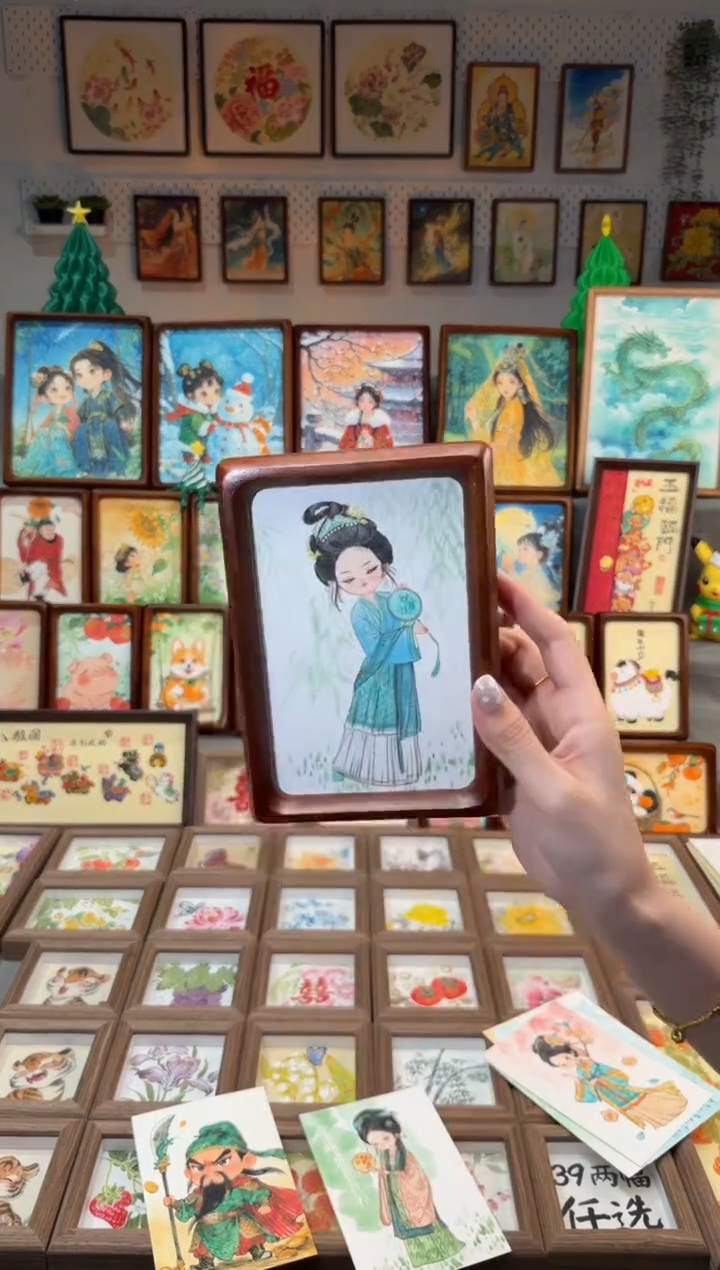 国画团扇女孩 手绘国画6