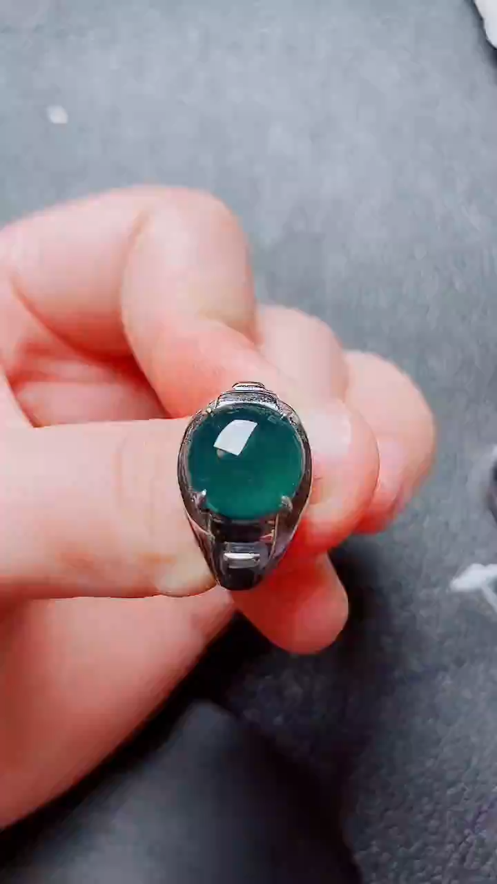 翡翠戒指银S925镶嵌翡翠