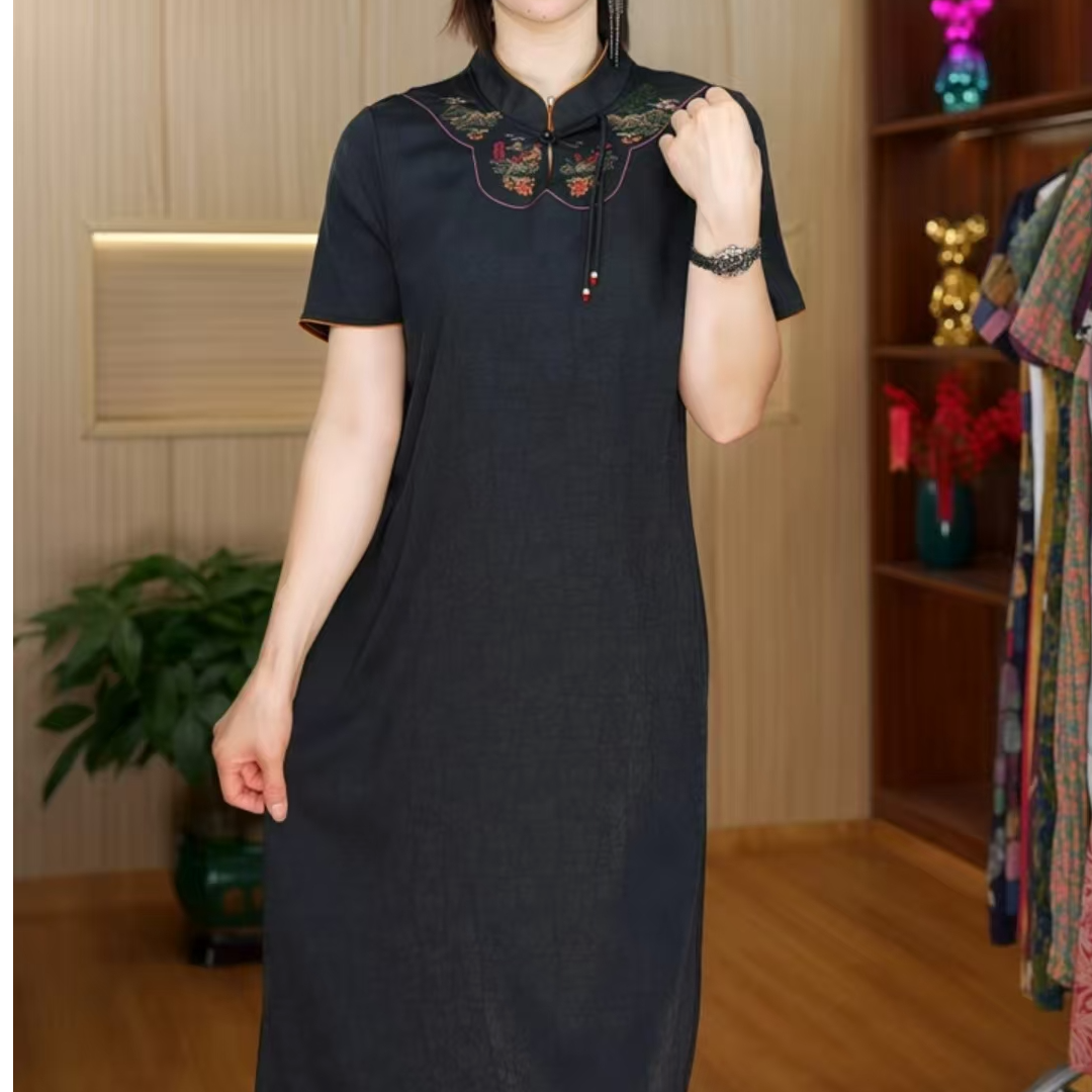 956（竹韵）高端订制连衣裙 休闲女士夏季复古宽松