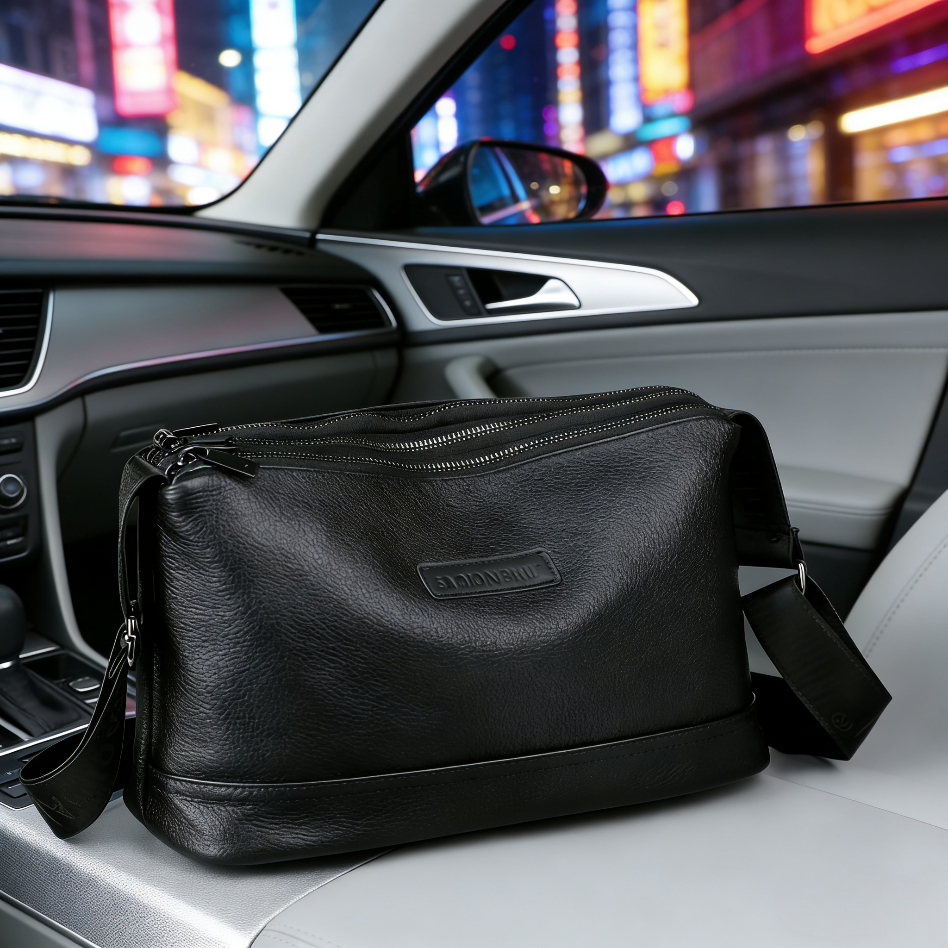 【新款  牛皮包】 主播推荐男士单肩斜挎包 多隔层大容量牛皮轻奢