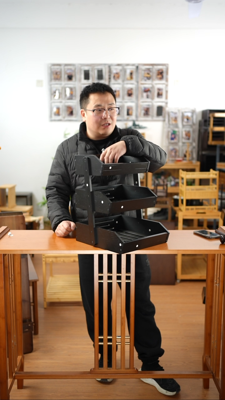 竹三层零食架子黑色