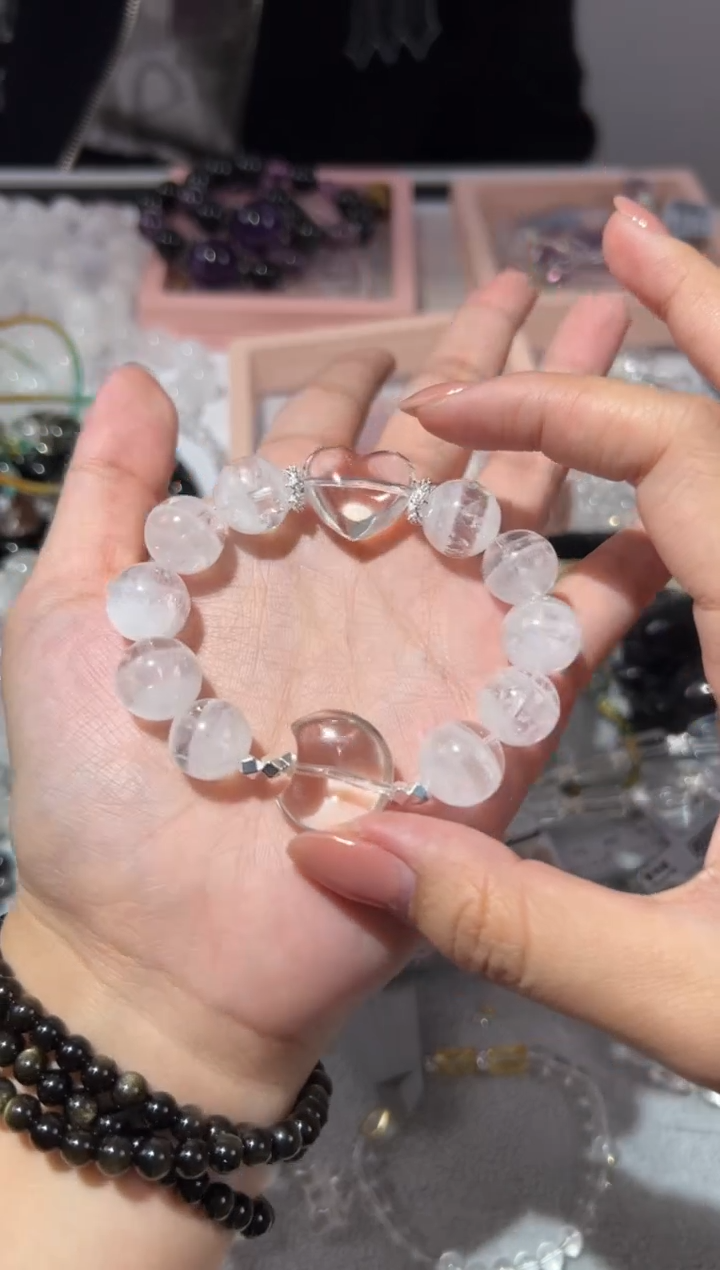 【闪购商品】水晶手链未镶嵌13mm爆幽灵爆闪diy白水晶爱心
