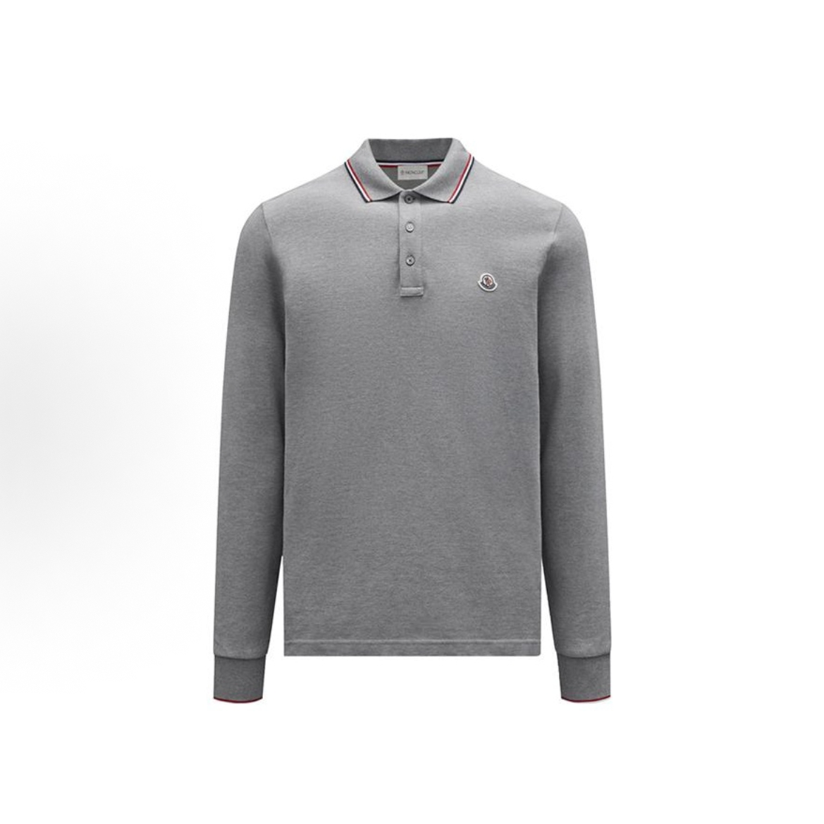 全新未使用 Moncler/盟可睐 纯色徽标拼贴棉质长袖Polo衫hj