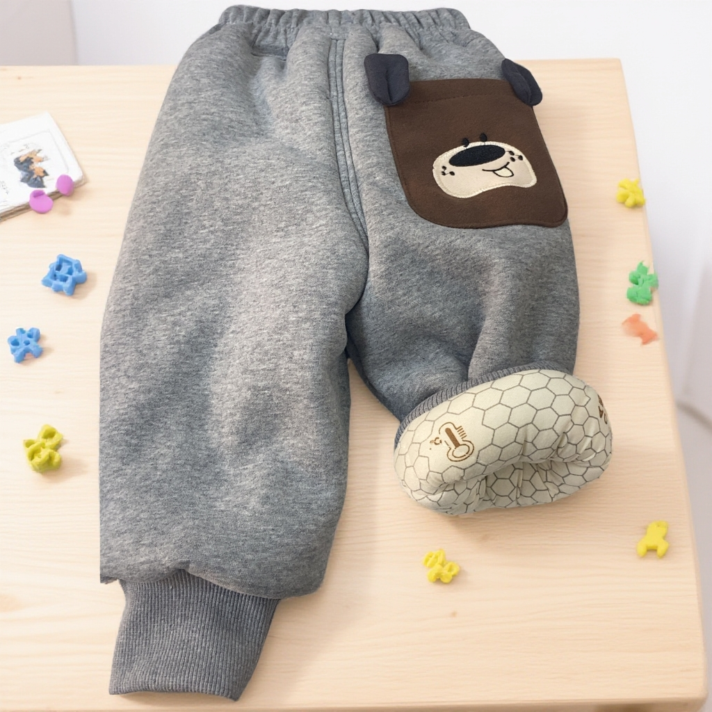 精品时尚特厚加厚男童女童潮流童棉裤卡通花型柔软舒服百搭款童裤