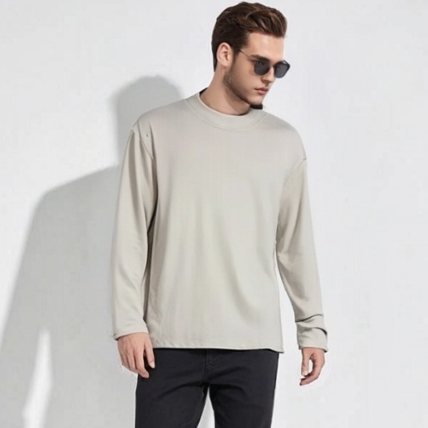 加绒打底长袖简约风宽松型圆领百搭男装内搭1122#