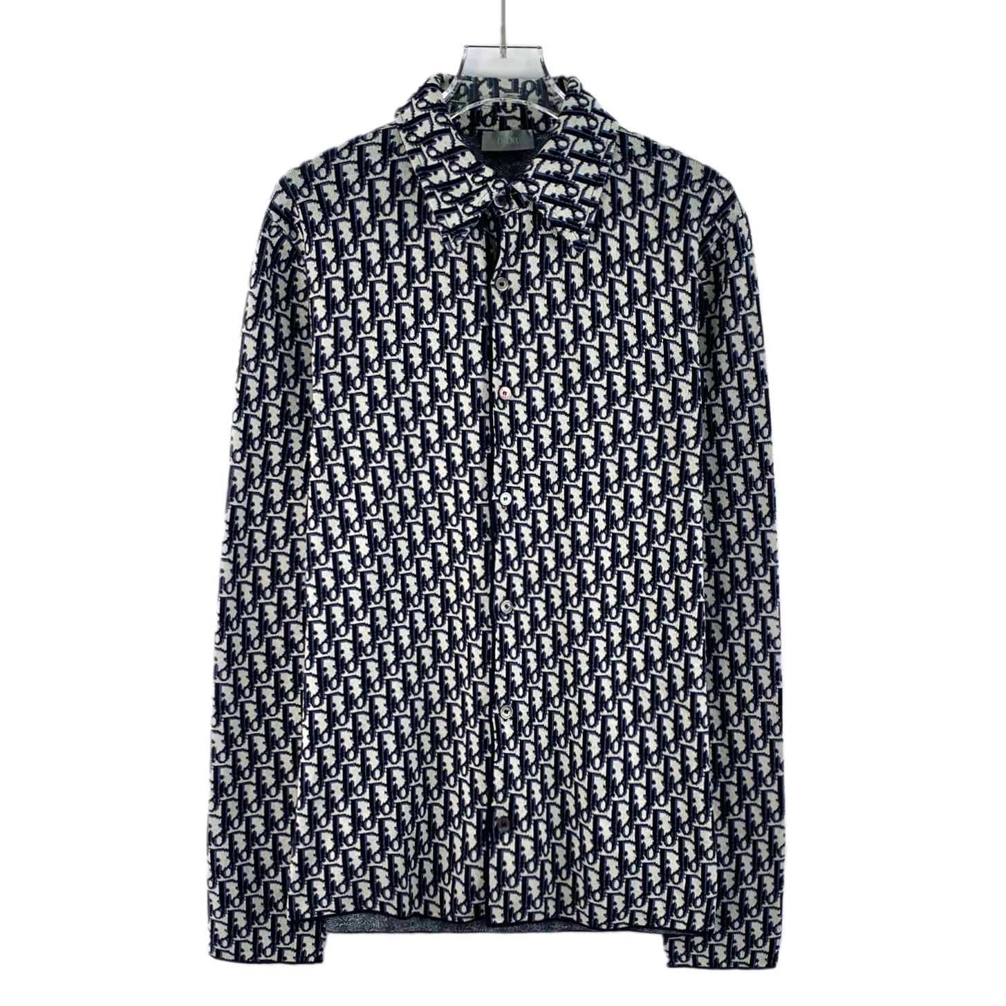 99新 DIOR/迪奥 KM0705 logo提花满印羊毛翻领单排扣衬衫 XXS码