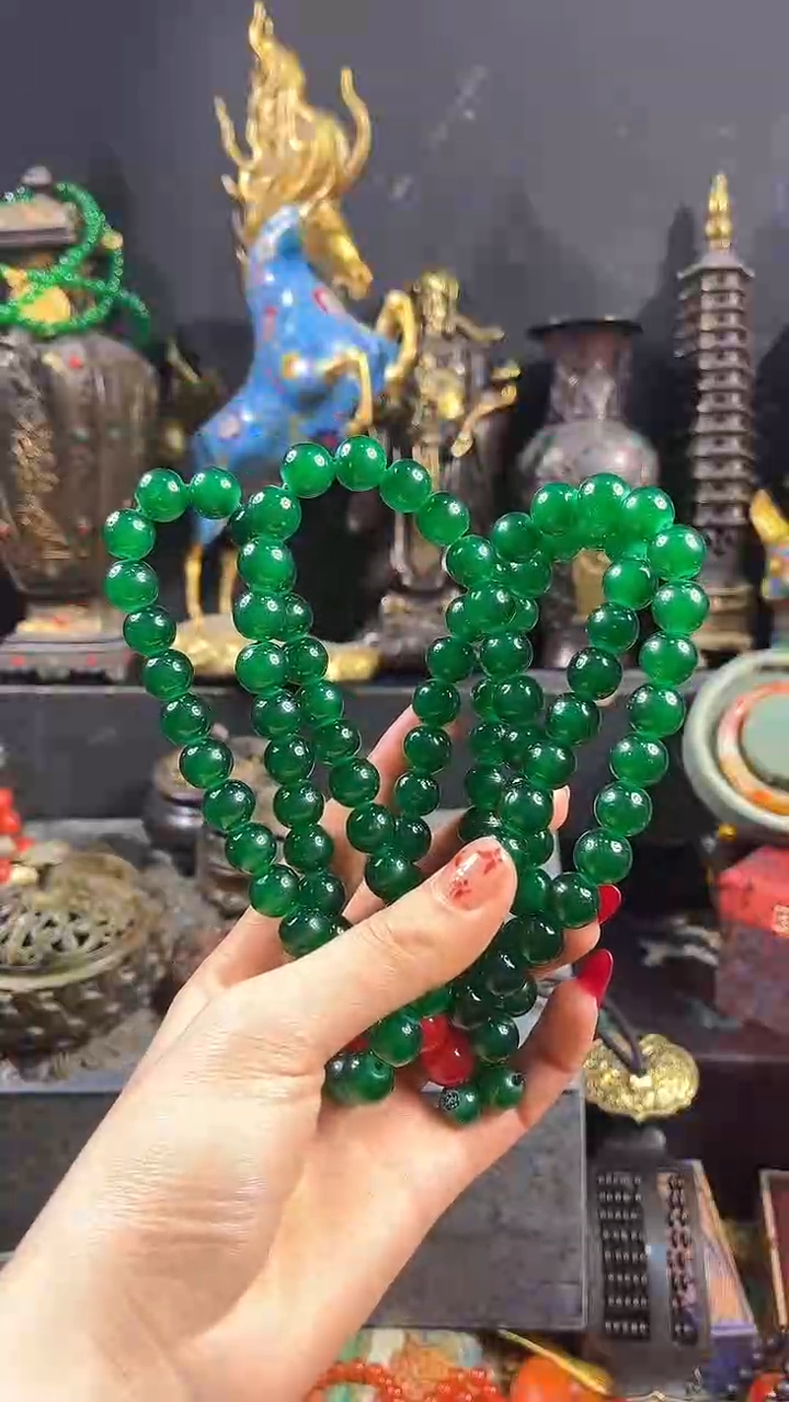 【闪购商品】和田玉颈饰未镶嵌【闪购商品】108绿色和田玉项链12