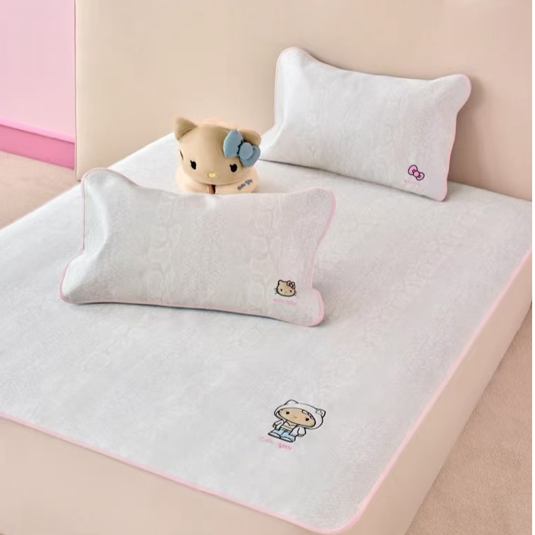 tbh野兽派家居Hello Kitty冰丝凉席奶油粉家用夏季可机洗软席子dr