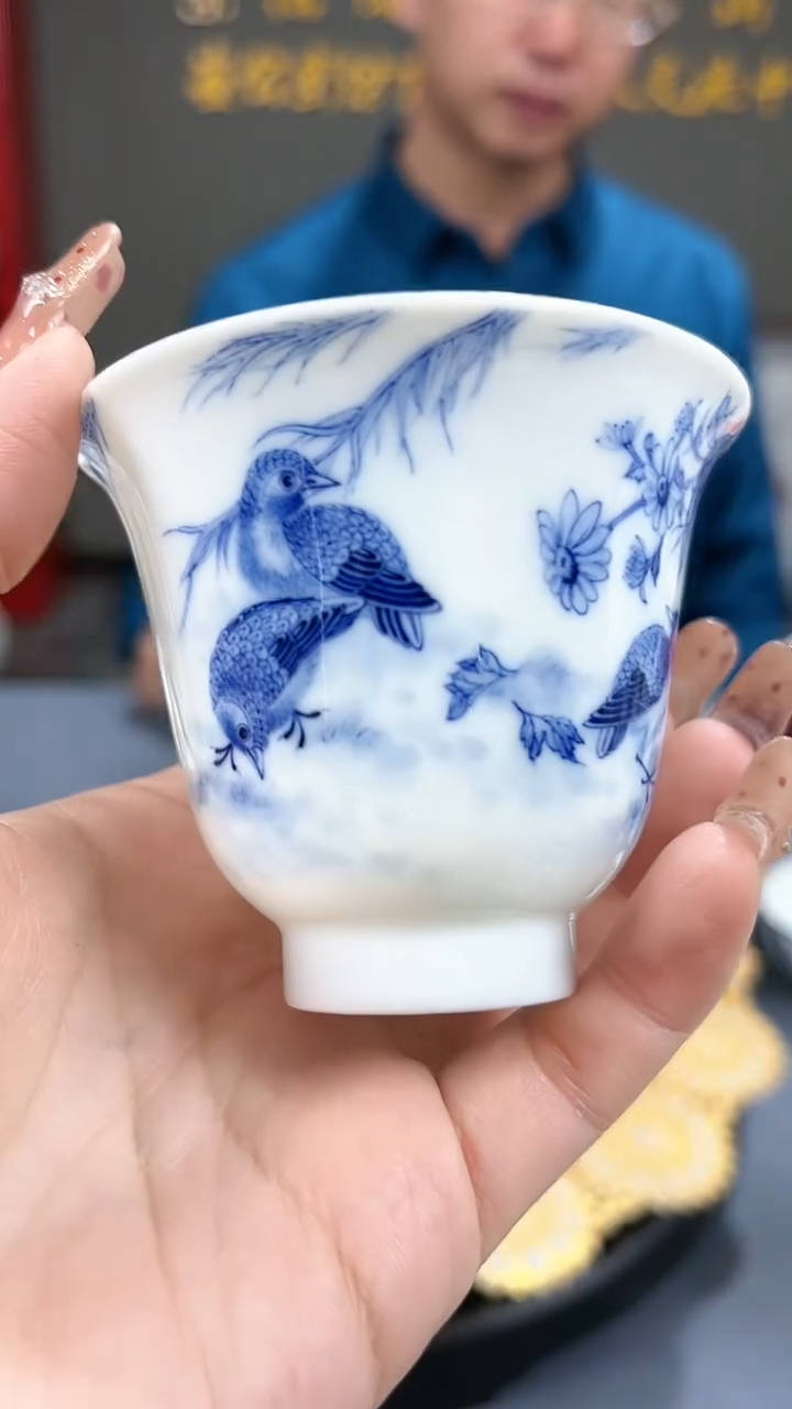 【闪购商品】官窑瓷画院087官窑瓷画院花鸟主人杯