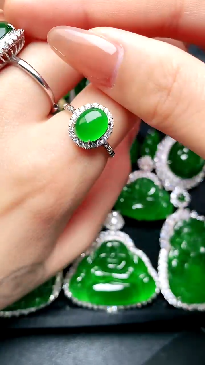 【闪购商品】翡翠戒指银S925镶嵌女戒