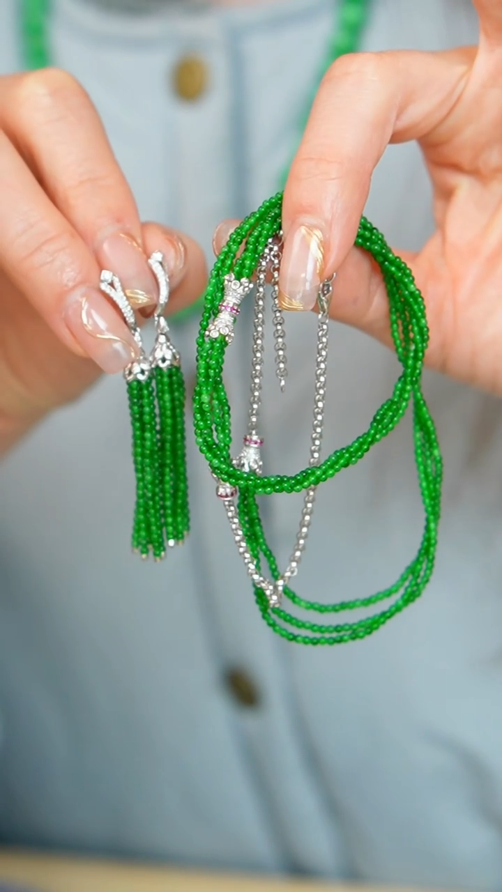 【闪购商品】翡翠挂件18K金镶嵌49号-三件套/姿/2