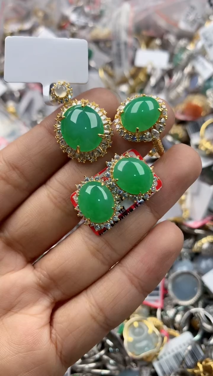 银S925镶嵌戒指翡翠7777----2