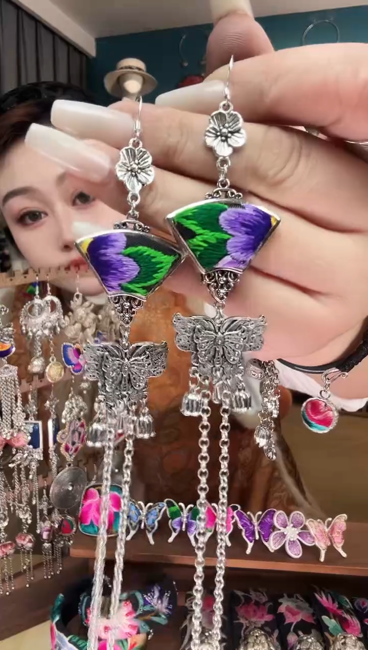 刺绣纯手工民族风刺绣耳环