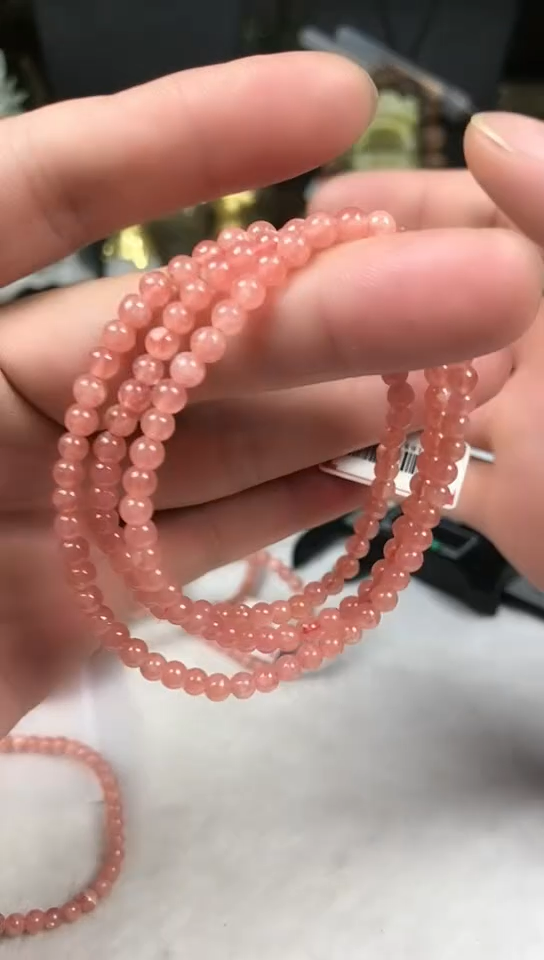 菱锰矿（红纹石）合金手绳手串4