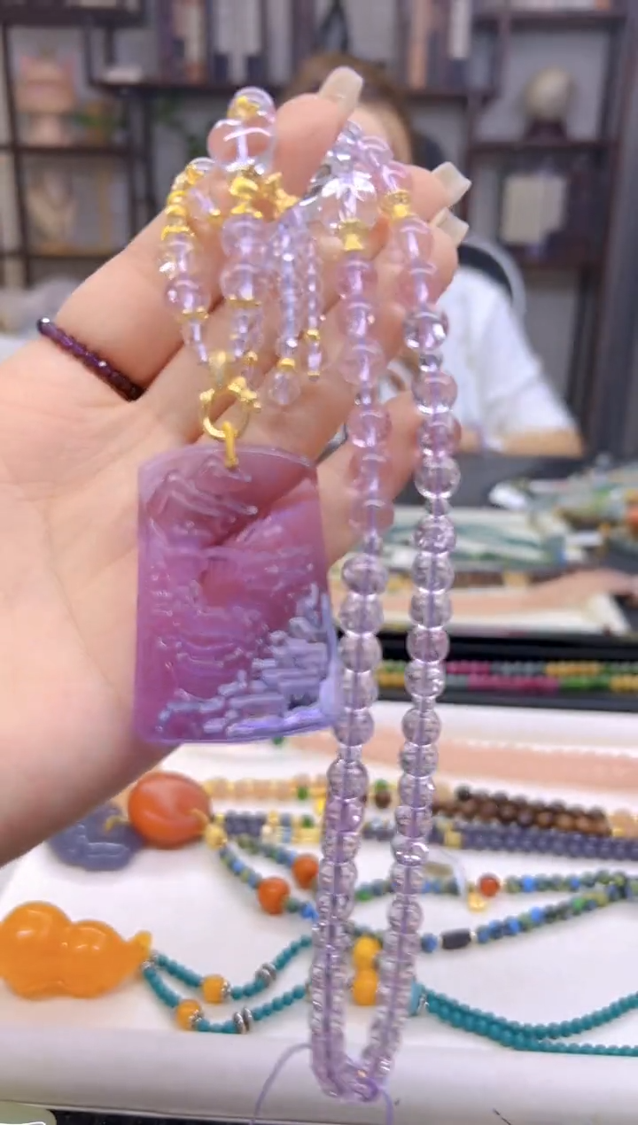 未镶嵌毛衣链紫晶DIY款M731