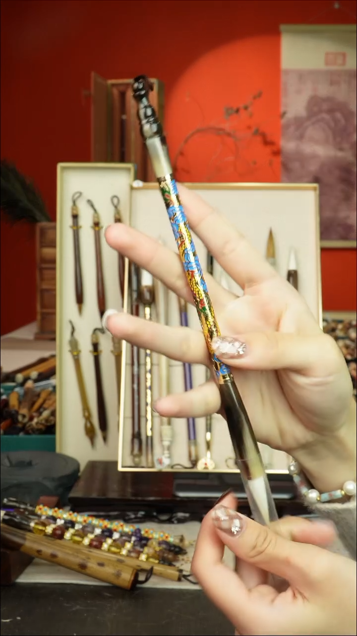 508号闪孤品高货毛笔链接 清水试笔 蘸墨不退