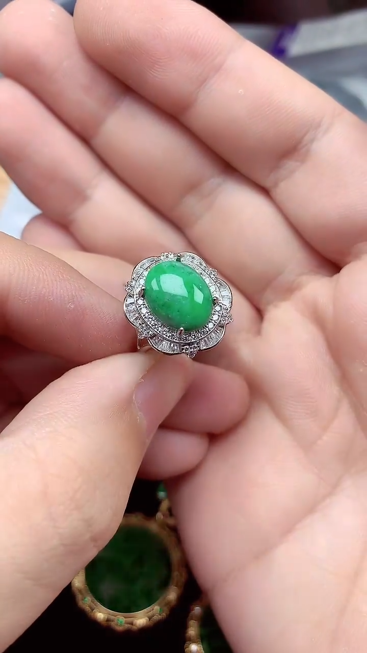 【闪购商品】翡翠戒指银S925镶嵌戒指