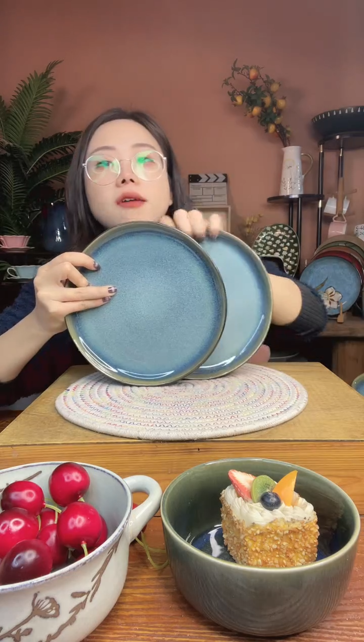 陶瓷8英寸云梦系列平盘 2件 微瑕疵