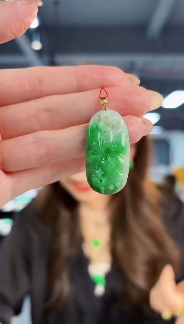 【闪购商品】翡翠颈饰18K金镶嵌缅料A货/支持复检/一件