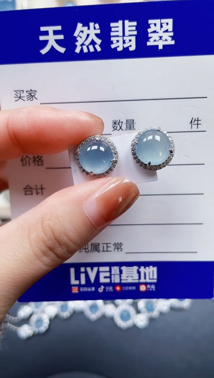 银S925镶嵌翡翠耳饰202