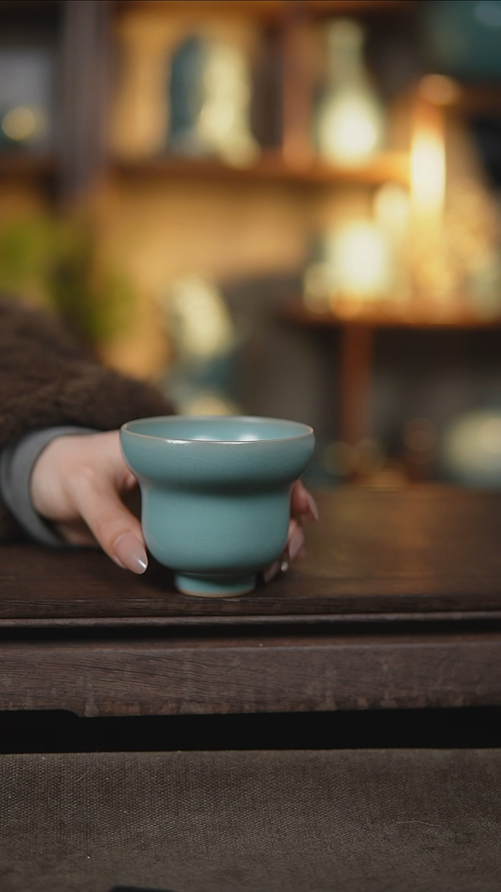 【闪购商品】杯仿古天青纯手工葫芦杯微瑕