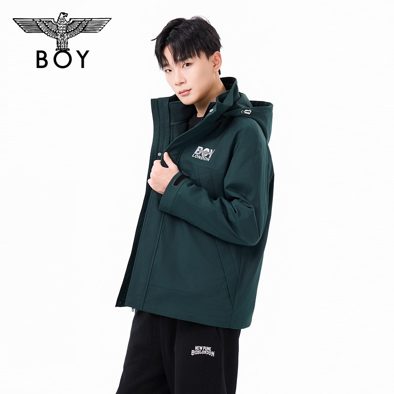 BOYLONDON秋冬潮流情侣三合一摇粒绒保暖防水户外夹克外套N23902