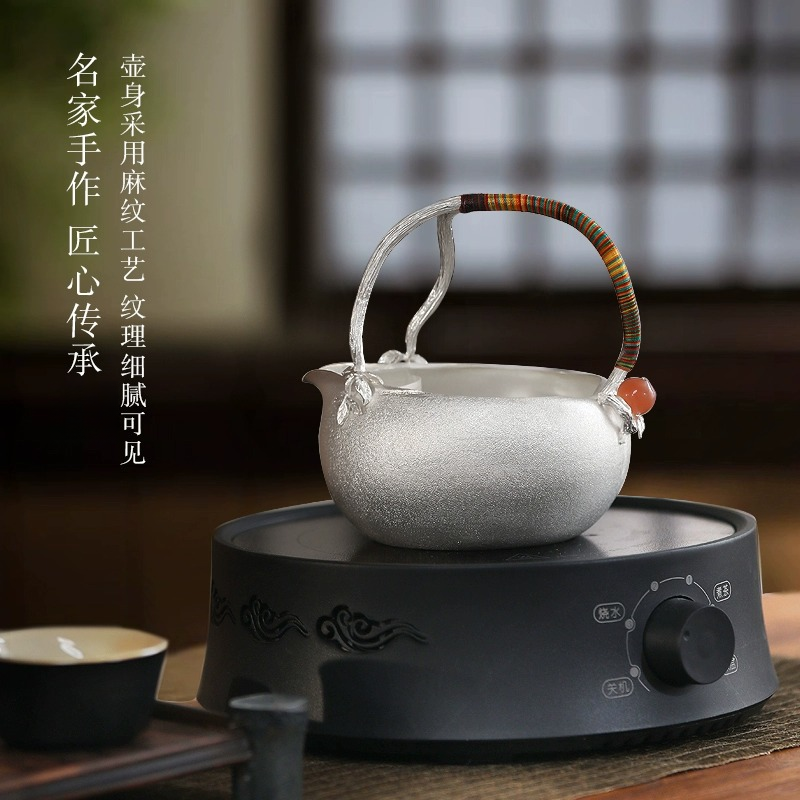 银壶煮茶壶非遗名家纯手工分茶器999足银公道杯煮茶器多功能茶具