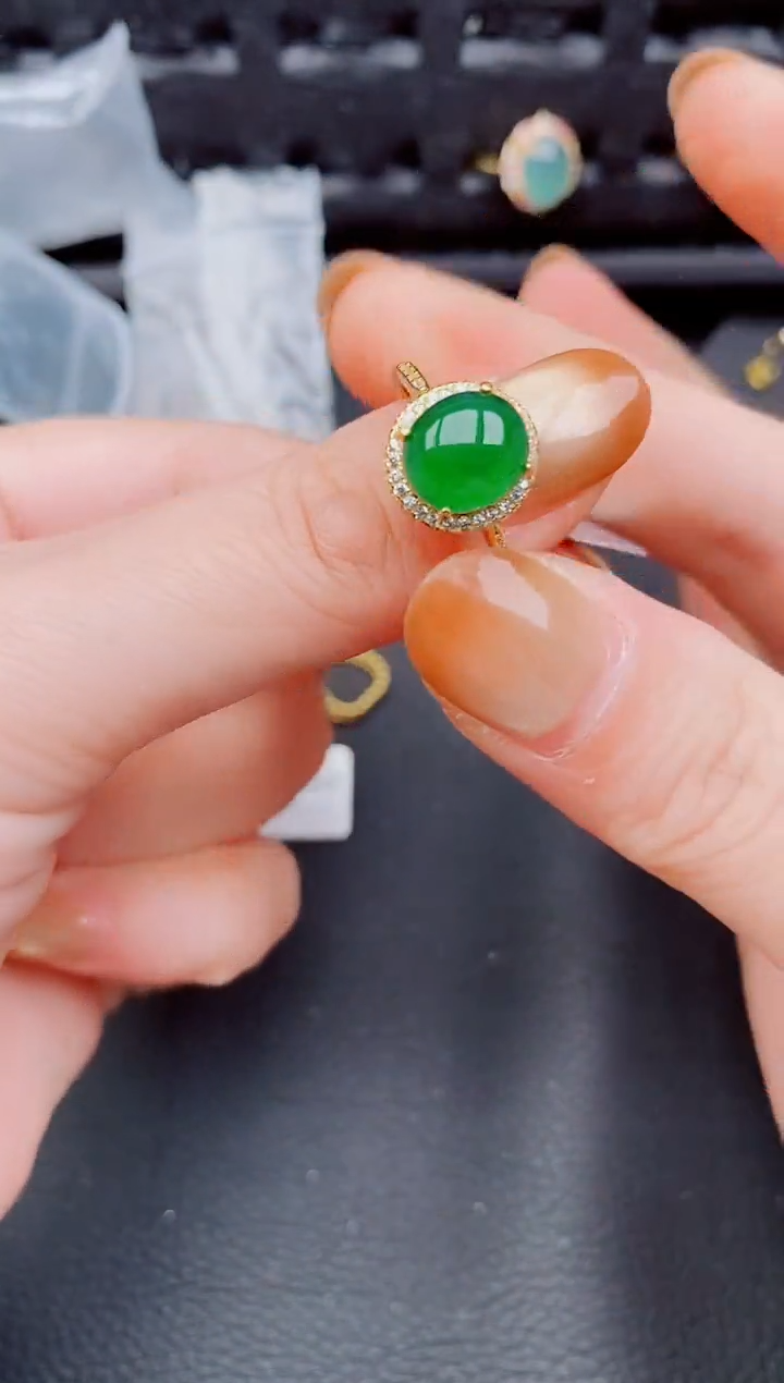 【闪购商品】翡翠戒指银S925镶嵌天然a货翡翠1005