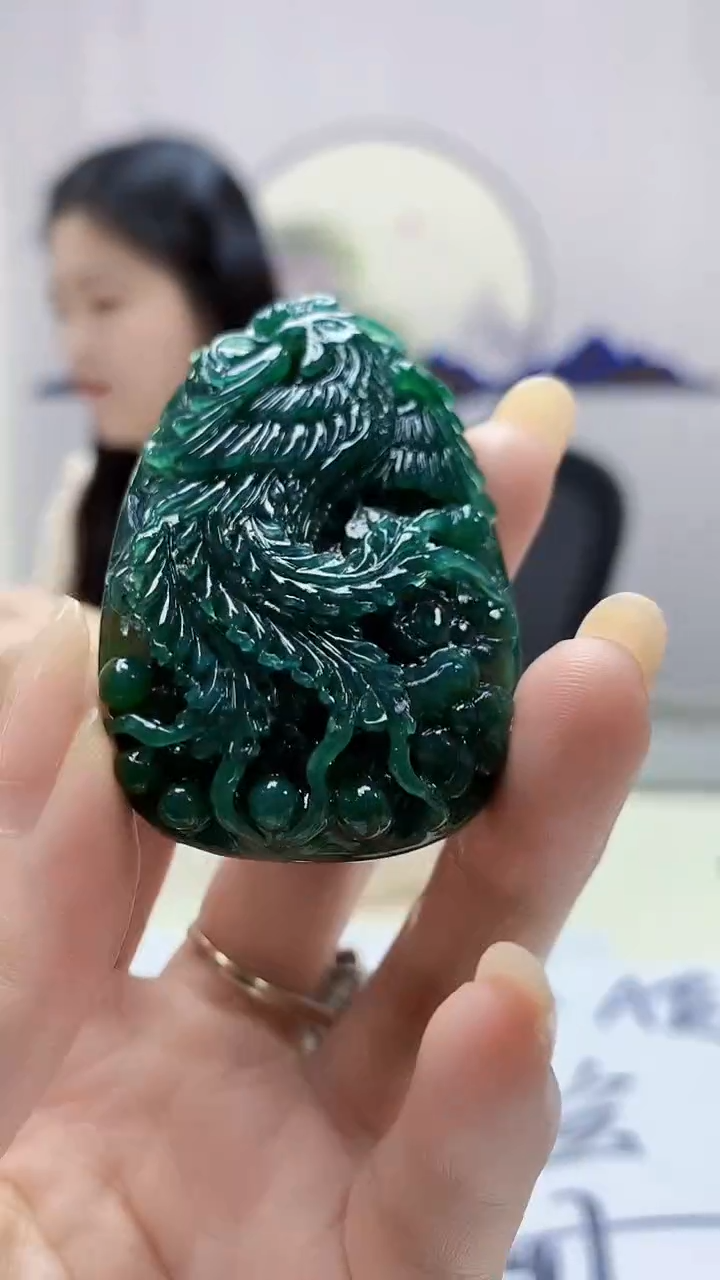 定制翡翠未镶嵌0405DD-毛货挂件凤凰26