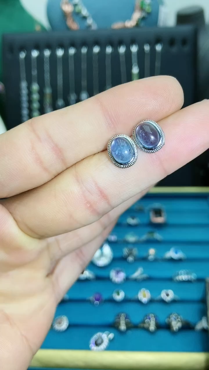 【闪购商品】海蓝宝石耳坠银S925镶嵌11211