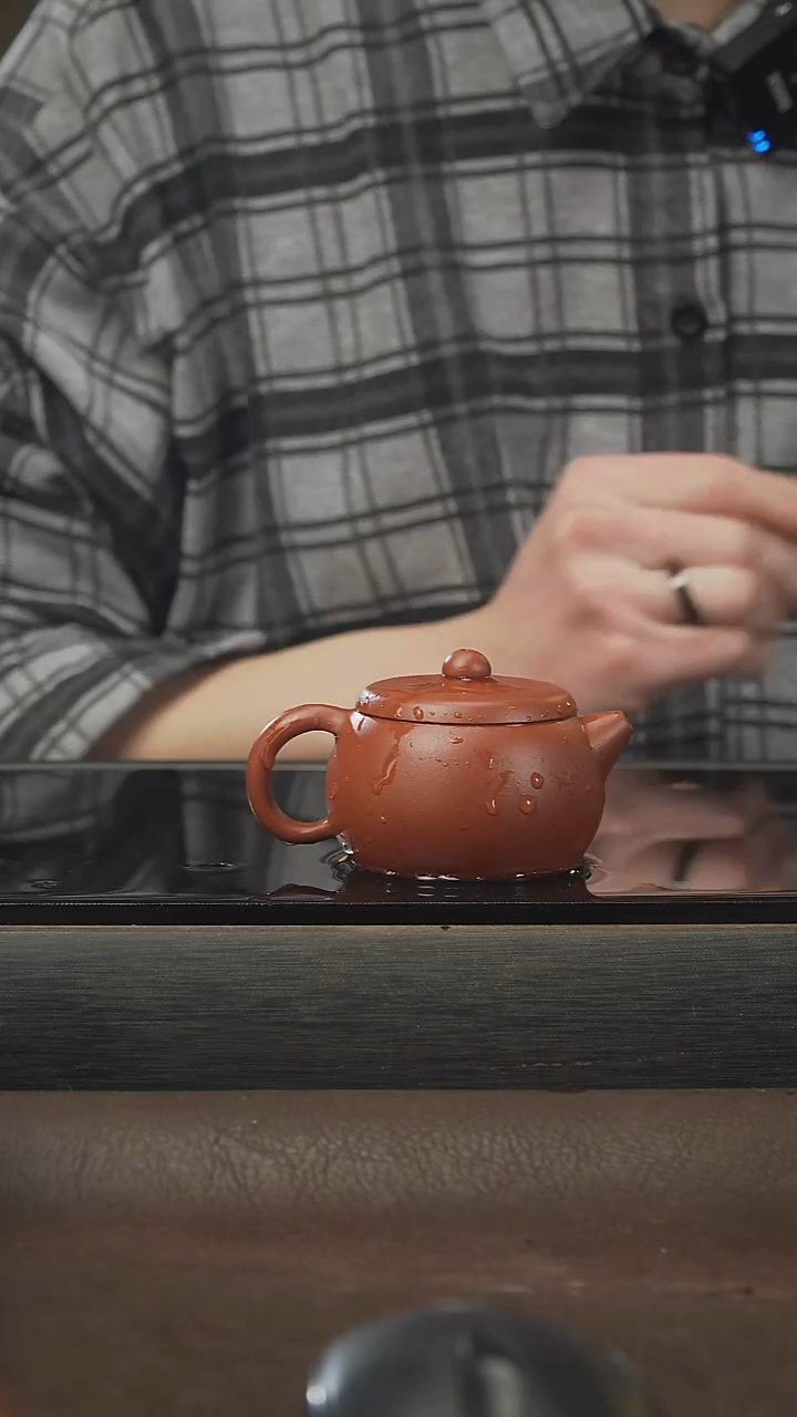 茶壶紫砂变体文旦壶，朱泥，100cc