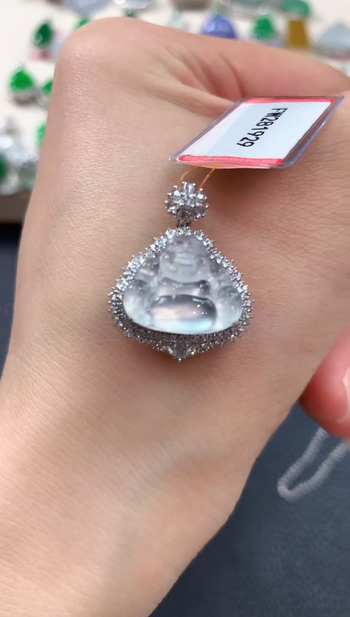 【闪购商品】翡翠吊坠(不含链)18K金镶嵌b96