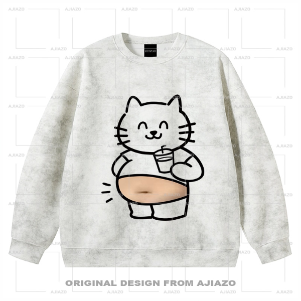 老狗十三【猫咪小肚】扎染圆领卫衣 秋冬休闲上衣男女同款