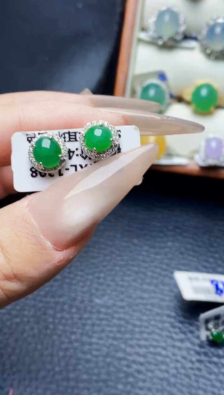 银S925镶嵌戒指翡翠8697