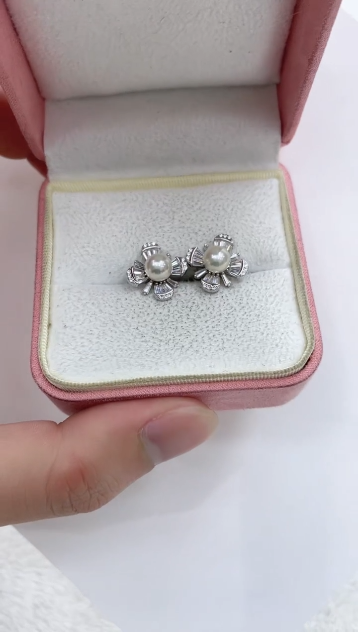 【闪购商品】海水珍珠耳饰银S925镶嵌海水珍珠吊坠