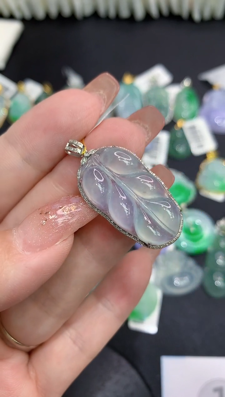 吊坠(不含链)18K金镶嵌翡翠11