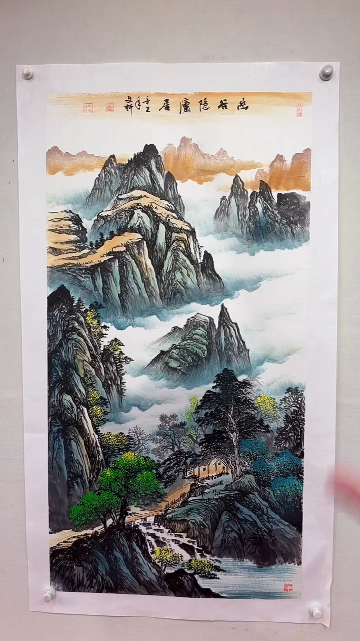 国画幽谷隐庐居/4尺托底/莫文轩