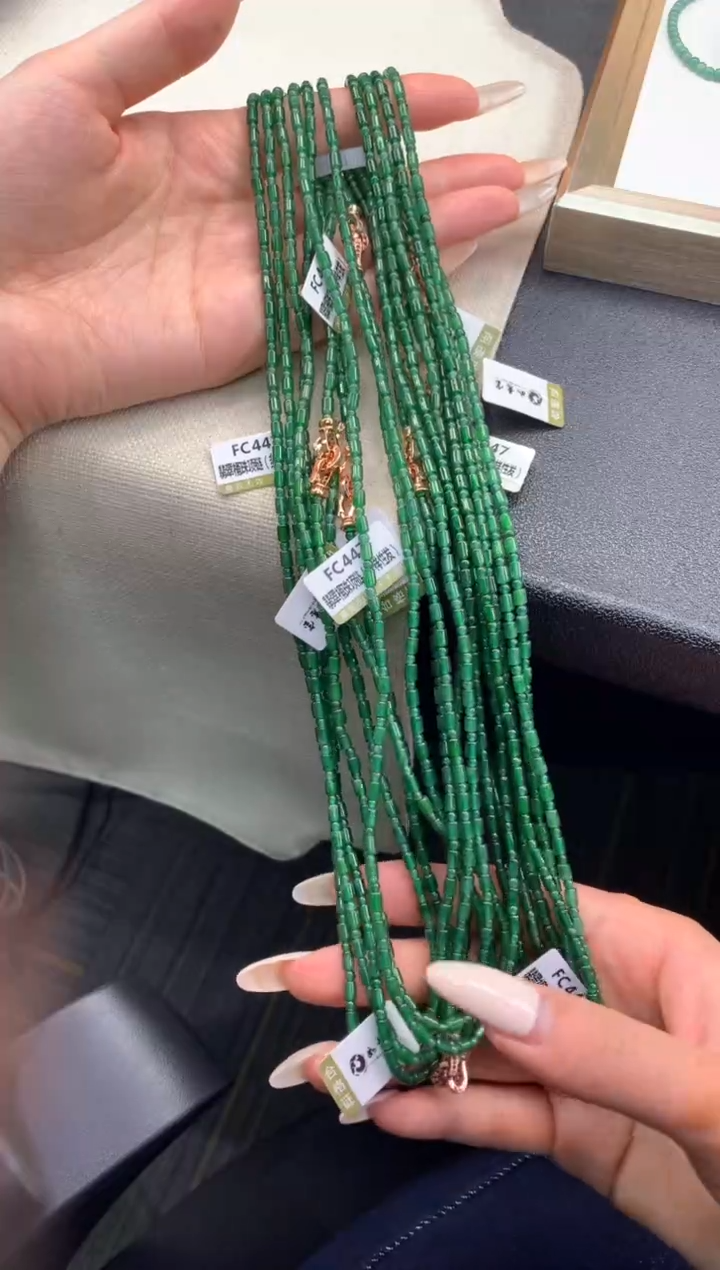 项链未镶嵌翡翠FC447 翡翠桶珠项链 多样性发其一