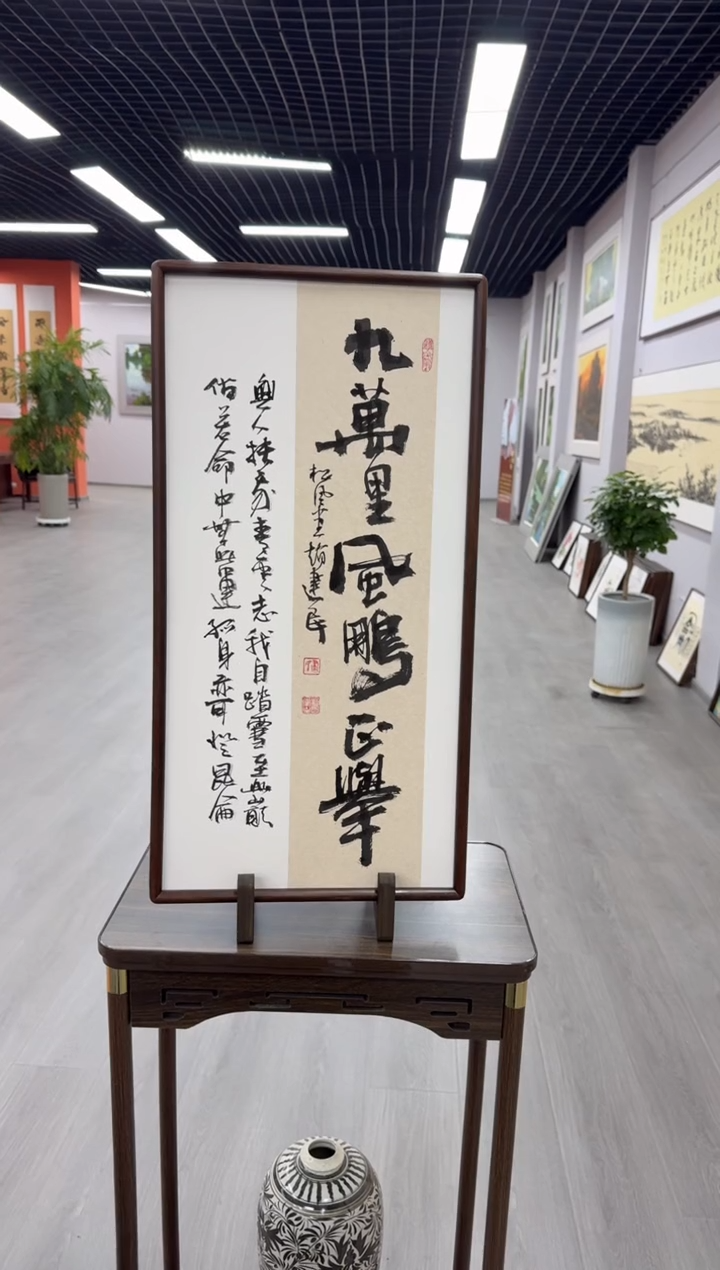 书法九万里风鹏正举---赵建民老师35*68进口实木画框