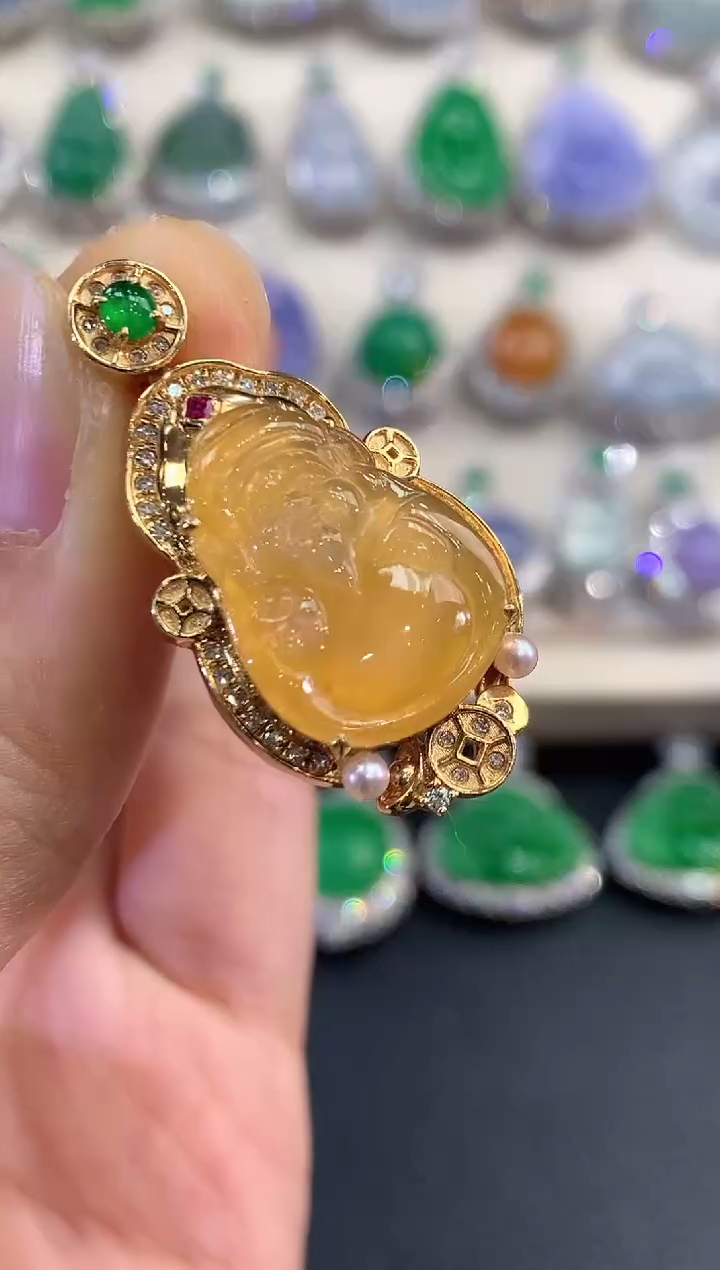 【闪购商品】翡翠吊坠(不含链)18K金镶嵌 D24