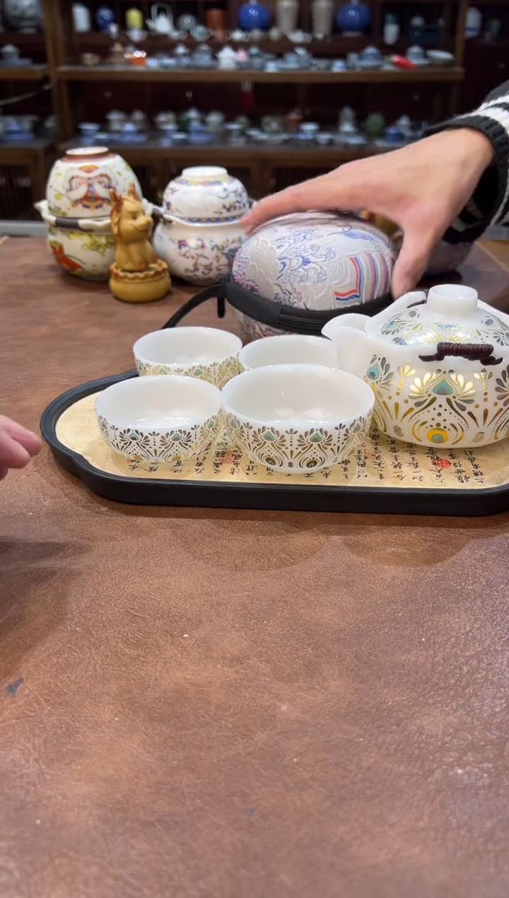 真的很便宜超好看会开片的旅行茶具