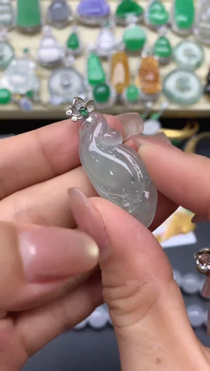 颈饰18K金镶嵌翡翠298-中国好珍宝