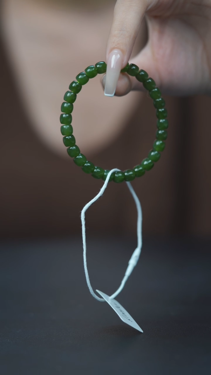 未镶嵌手串和田玉HX60018碧玉桶珠手串