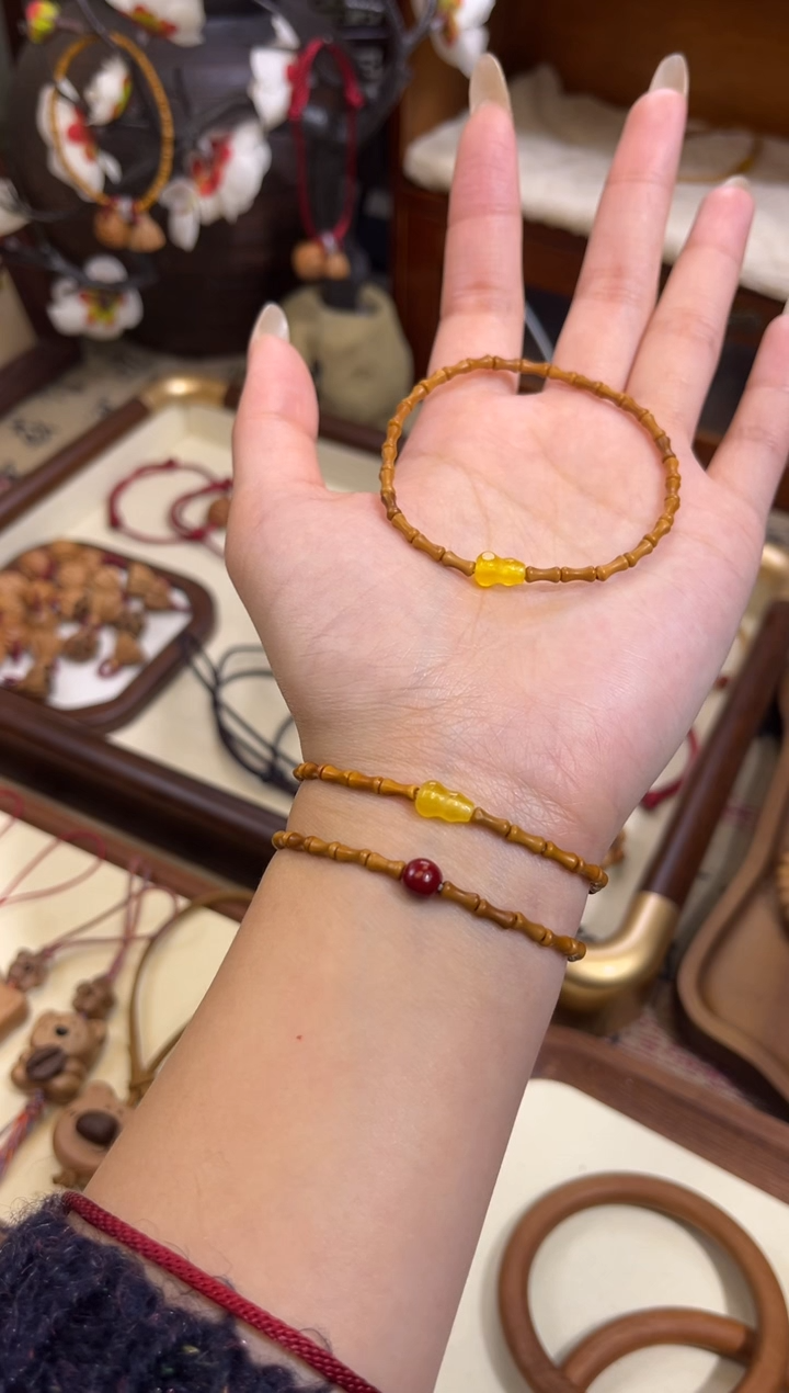手串桃核【桃缘行】竹节「黄色葫芦」桃木桃核辟、挡、驱、护 备注手围
