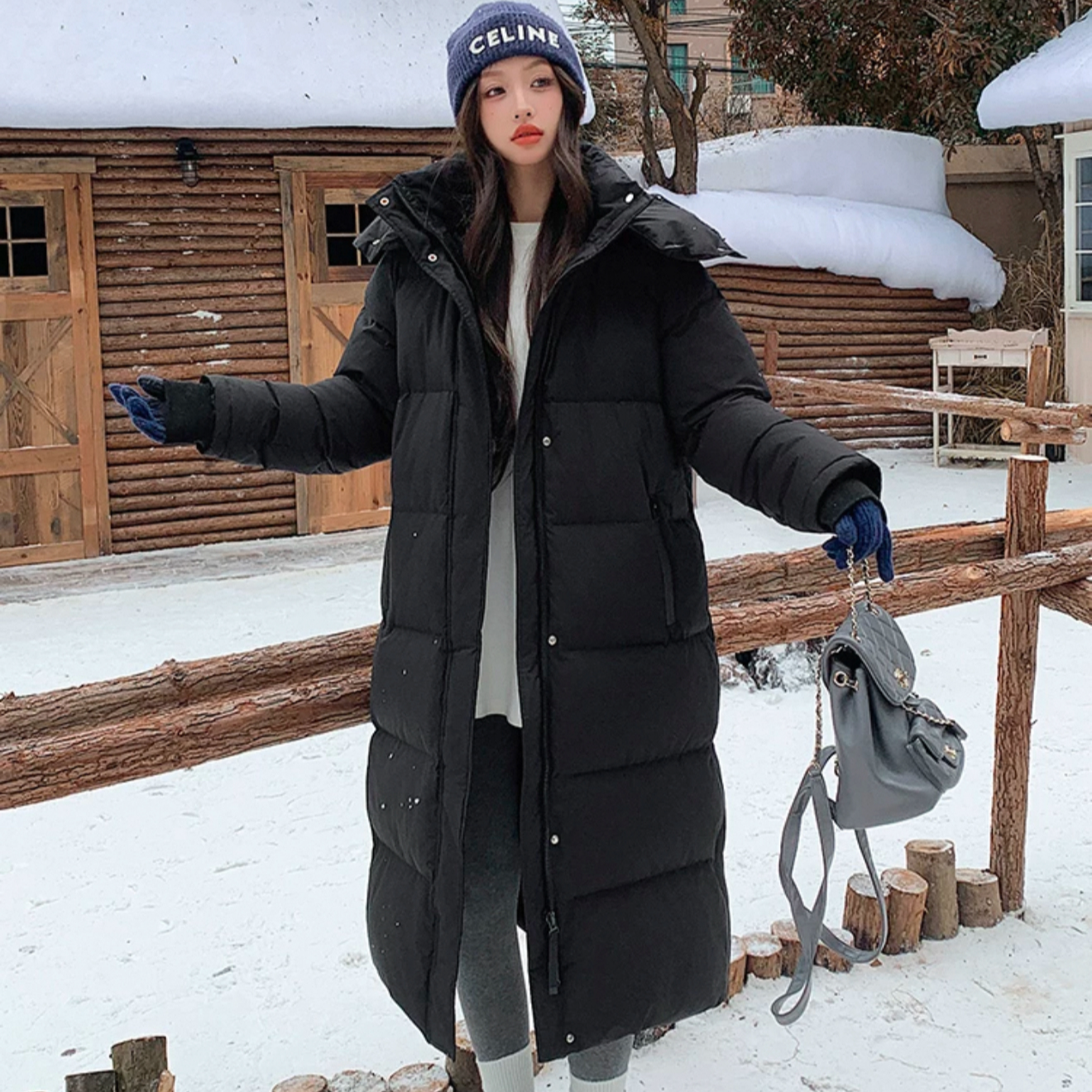 【 现货清仓一件不留】2024中戏新款白鸭绒户外羽绒服长过膝加厚