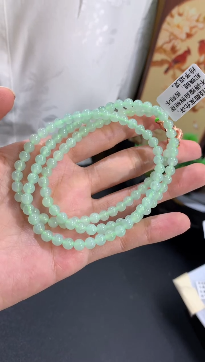 未镶嵌手串翡翠淡淡晴底 卡5mm