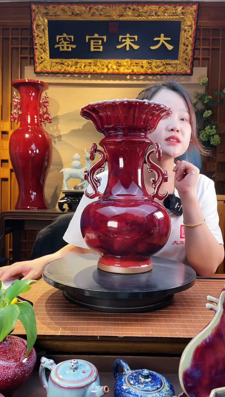 摆件大宋官窑【和合如意瓶】和美共赢 