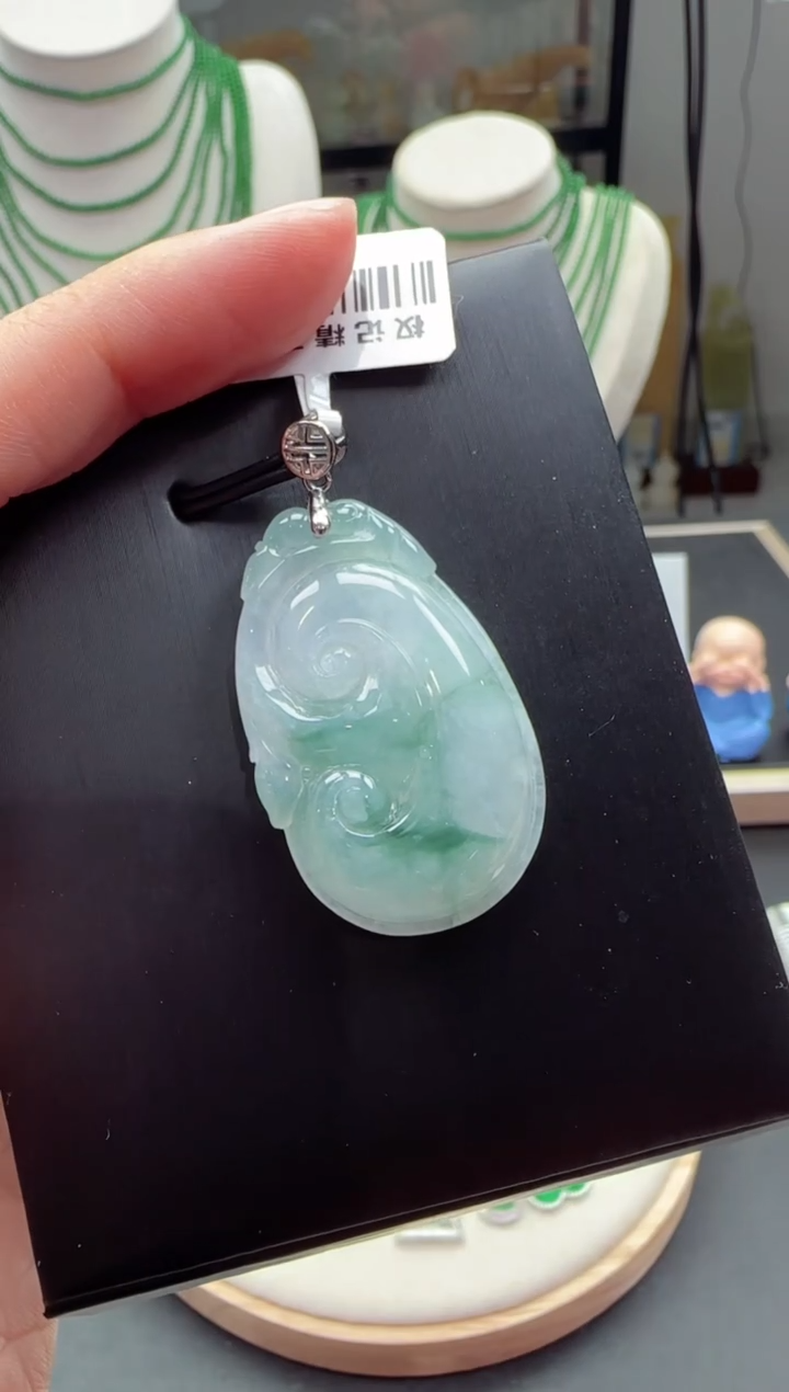 【闪购商品】翡翠吊坠(不含链)银S925镶嵌【海莎一口翠】翡翠挂件1